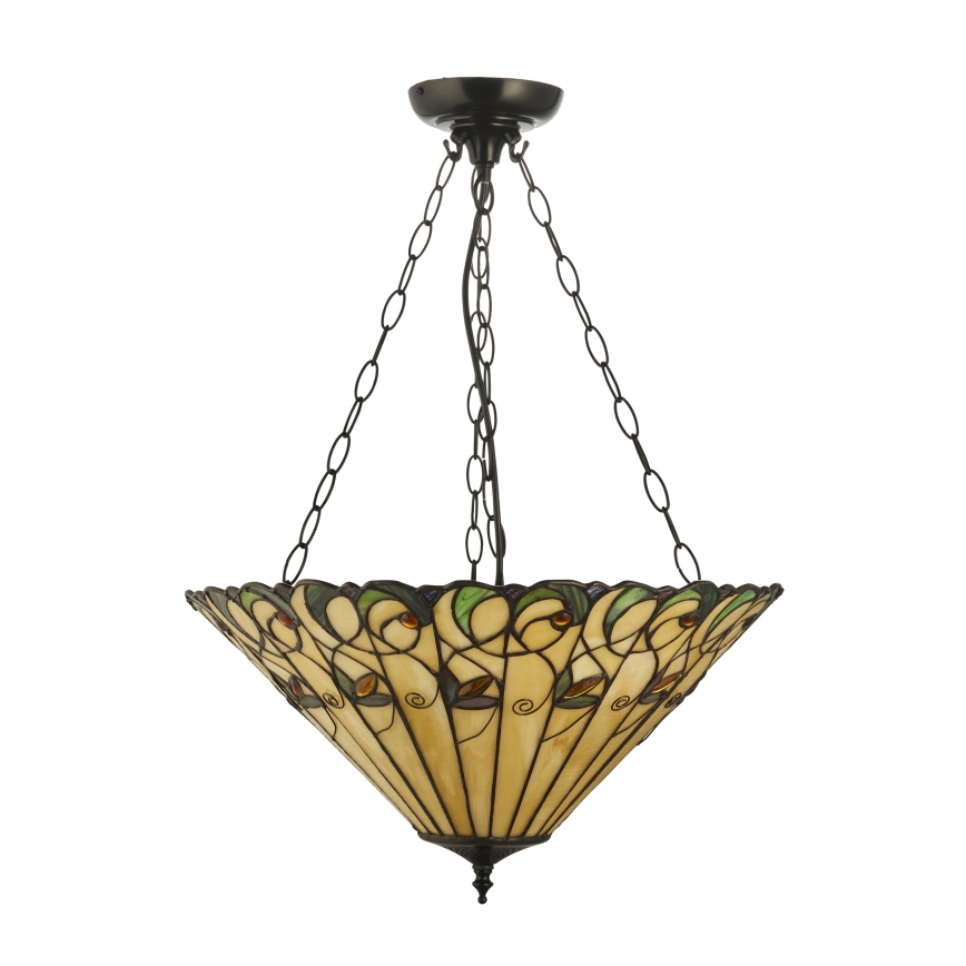 Endon 111881 - Lámpara colgante con cadena estilo Tiffany JAMELIA 3xE27/10W/230V Ø 50 cm