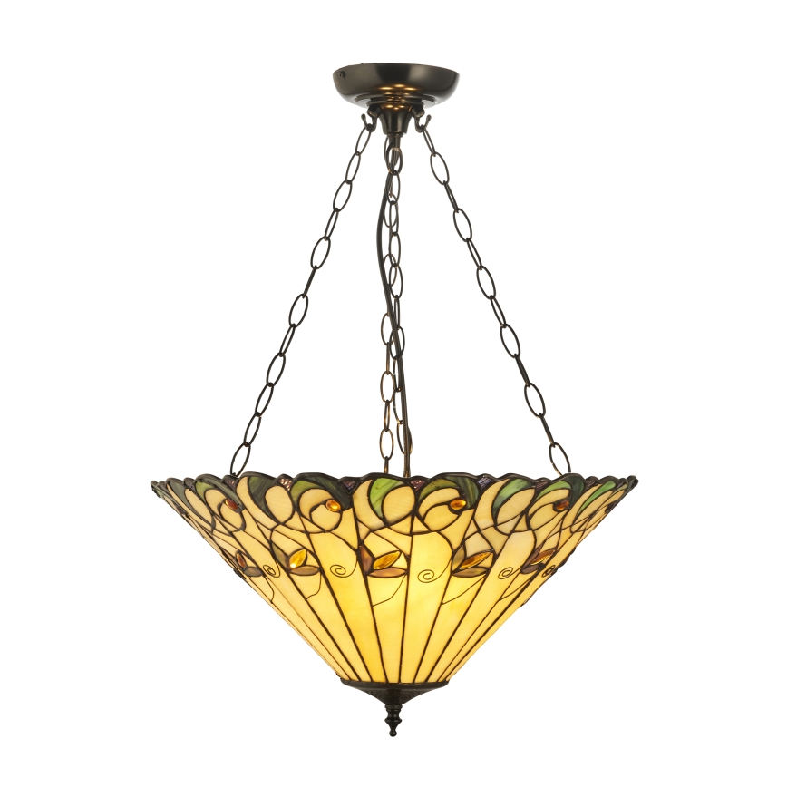 Endon 111881 - Lámpara colgante con cadena estilo Tiffany JAMELIA 3xE27/10W/230V Ø 50 cm