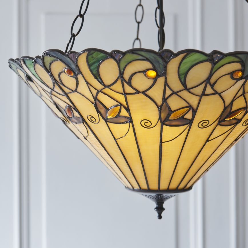 Endon 111881 - Lámpara colgante con cadena estilo Tiffany JAMELIA 3xE27/10W/230V Ø 50 cm