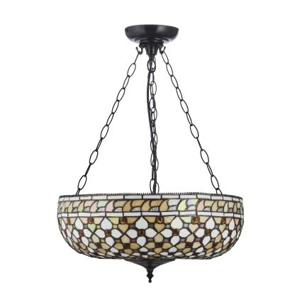 Endon 111882 - Lámpara de araña con cadena Tiffany MILLE FEUX 3xE27/10W/230V, diámetro 45 cm