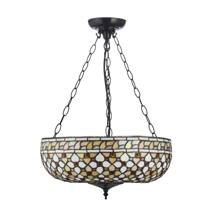 Endon 111882 - Lámpara de araña con cadena Tiffany MILLE FEUX 3xE27/10W/230V, diámetro 45 cm
