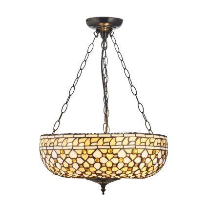 Endon 111882 - Lámpara de araña con cadena Tiffany MILLE FEUX 3xE27/10W/230V, diámetro 45 cm