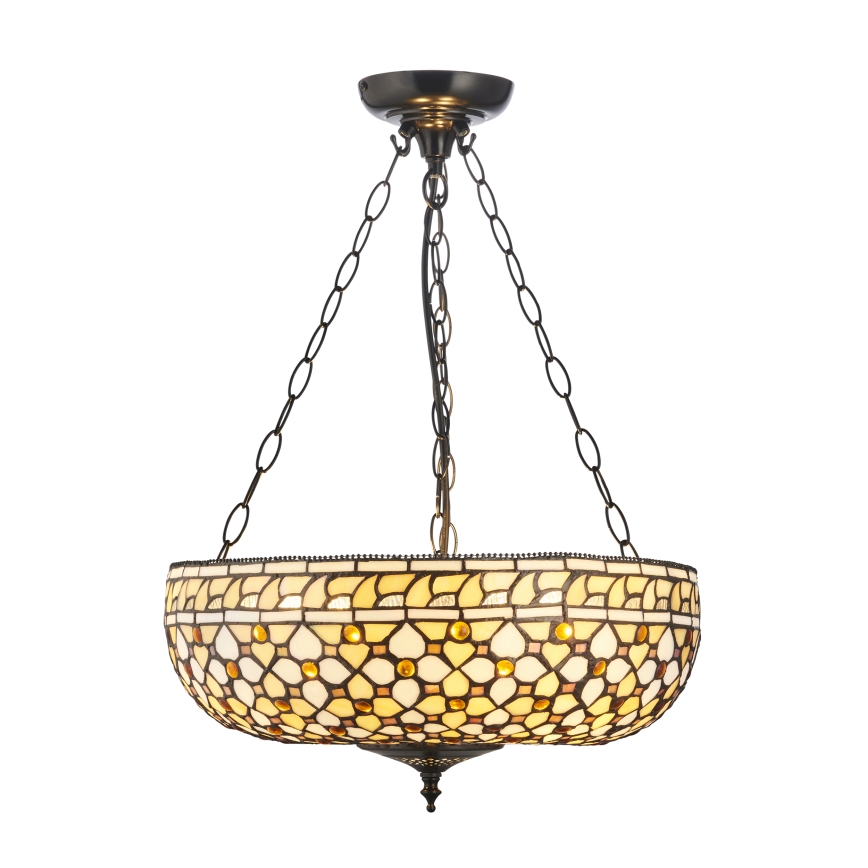 Endon 111882 - Lámpara de araña con cadena Tiffany MILLE FEUX 3xE27/10W/230V, diámetro 45 cm
