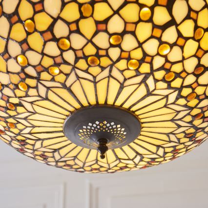 Endon 111882 - Lámpara de araña con cadena Tiffany MILLE FEUX 3xE27/10W/230V, diámetro 45 cm