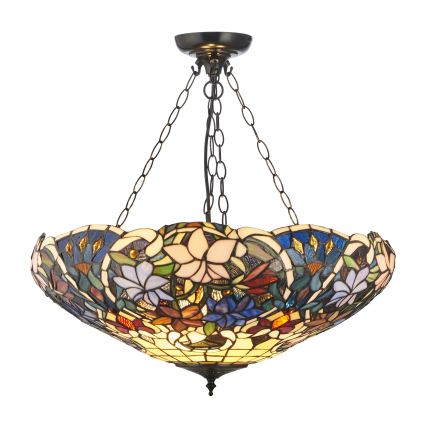Endon 111887 - Lámpara colgante con cadena Tiffany SULLIVAN 3xE27/10W/230V Ø 57 cm