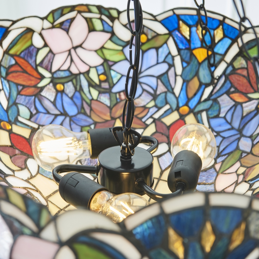 Endon 111887 - Lámpara colgante con cadena Tiffany SULLIVAN 3xE27/10W/230V Ø 57 cm