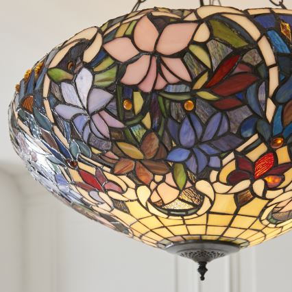 Endon 111887 - Lámpara colgante con cadena Tiffany SULLIVAN 3xE27/10W/230V Ø 57 cm