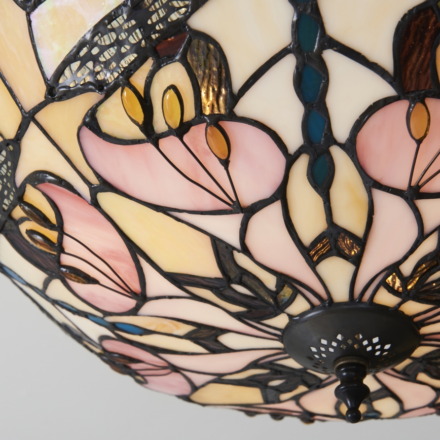 Endon 111892 - Lámpara de techo de montaje en superficie estilo Tiffany ASHTON, 3xE27/10W/230V, diámetro 45 cm