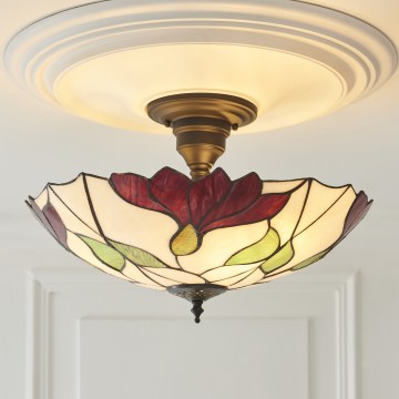 Endon 111896 - Lámpara de techo de montaje en superficie Tiffany BOTANICA, 3xE27/10W/230V, diámetro 45 cm