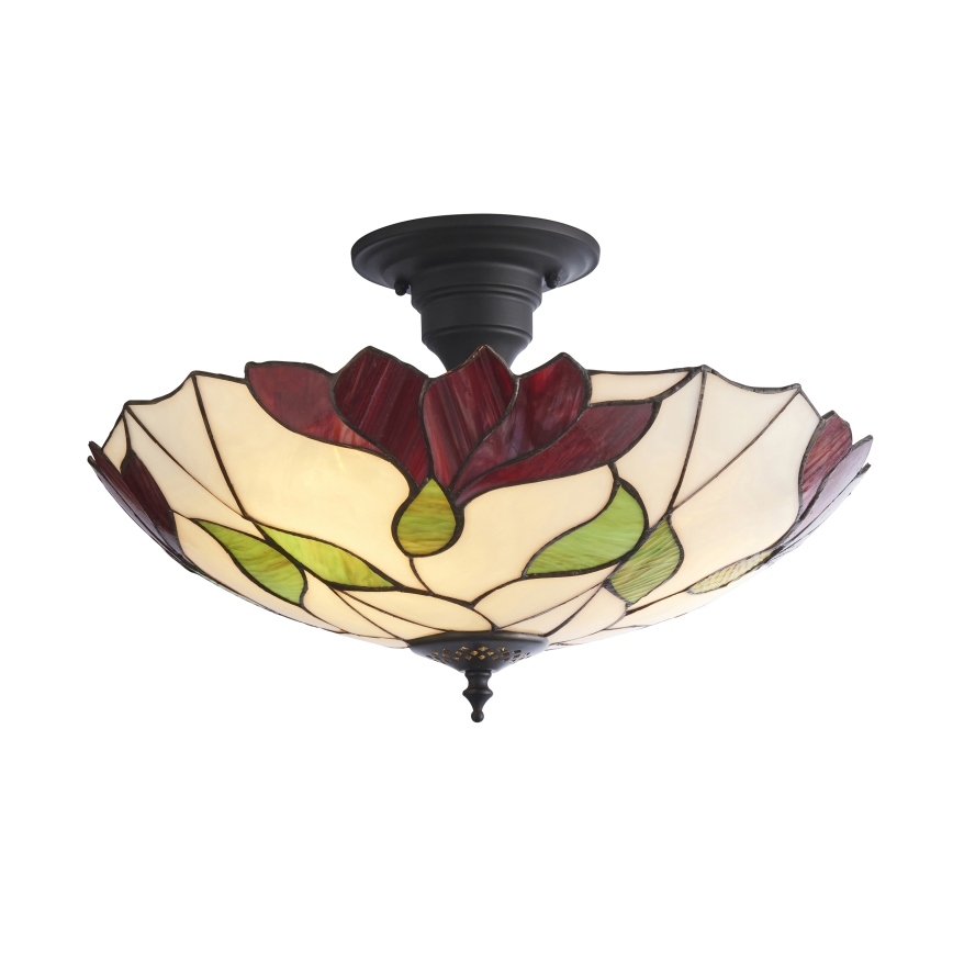 Endon 111896 - Lámpara de techo de montaje en superficie Tiffany BOTANICA, 3xE27/10W/230V, diámetro 45 cm
