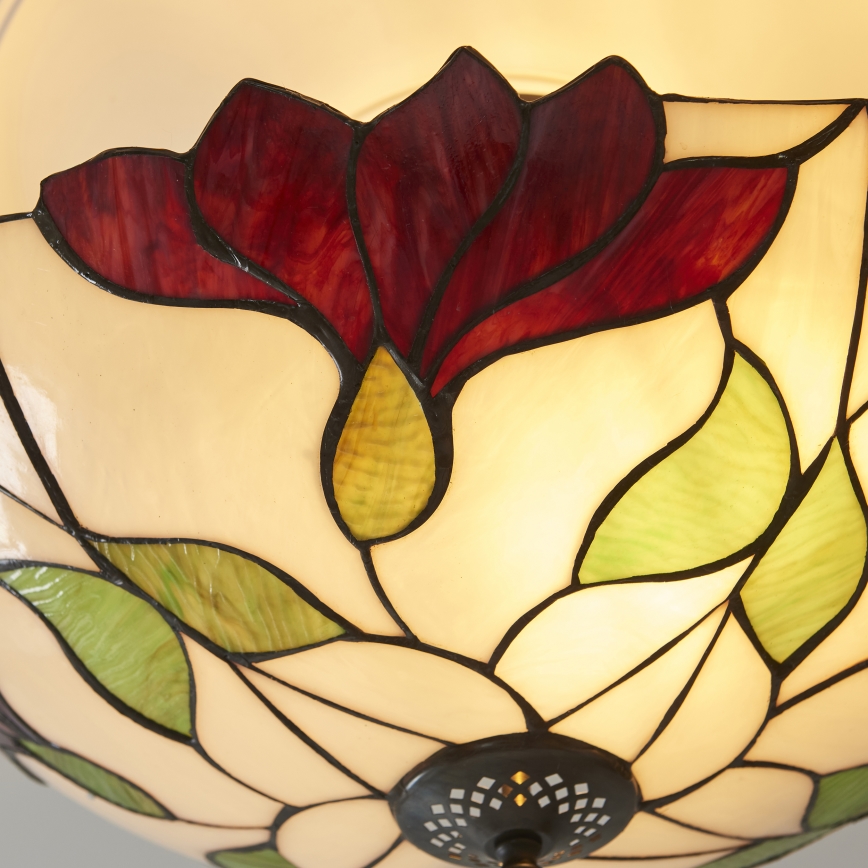 Endon 111896 - Lámpara de techo de montaje en superficie Tiffany BOTANICA, 3xE27/10W/230V, diámetro 45 cm