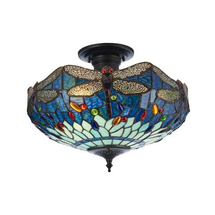 Endon 111897 - Plafón Tiffany DRAGONFLY, 3x E27/10W/230V, Ø 41 cm