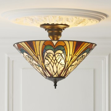 Endon 111905 - Lámpara de techo de superficie estilo Tiffany HECTOR 3xE27/10W/230V Ø 40 cm