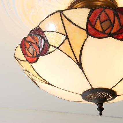 Endon 111907 - Lámpara de techo de superficie Tiffany INGRAM 3xE27/10W/230V Ø 45 cm