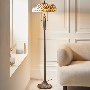 Endon 111921 - Lámpara de pie Tiffany MILLE FEUX 2xE27/10W/230V diámetro 45 cm