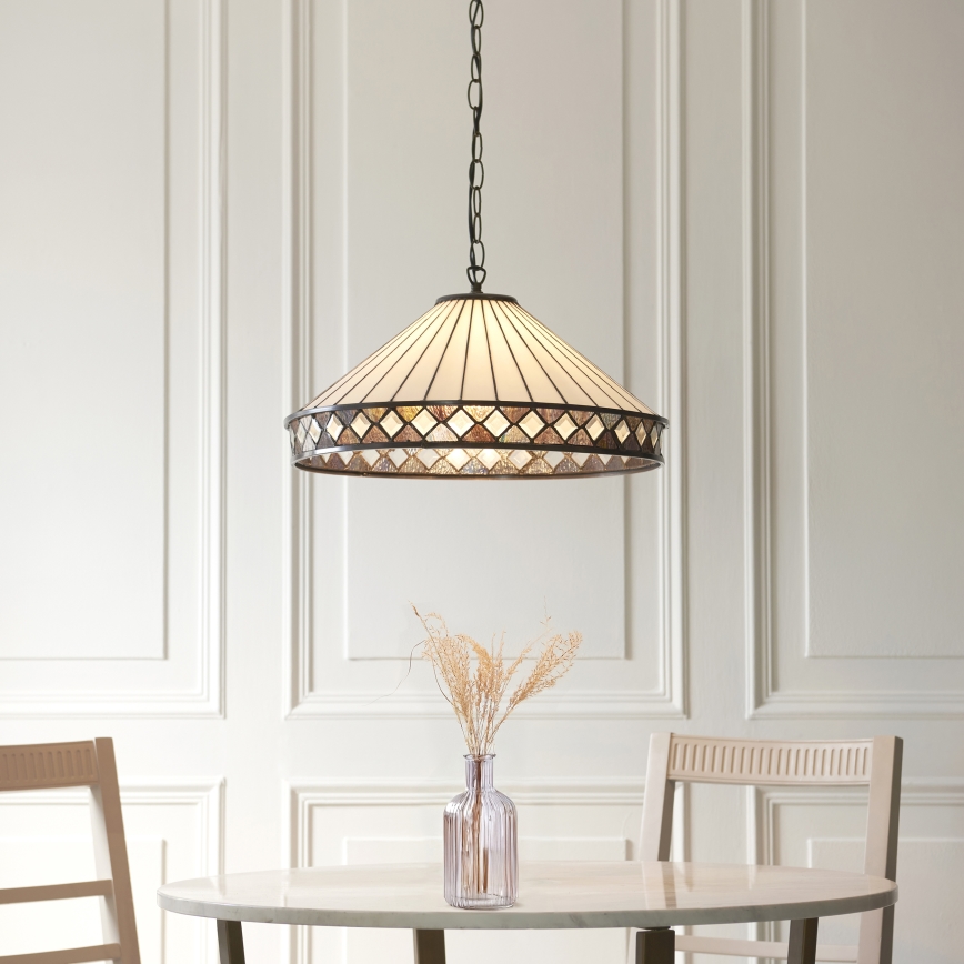 Endon 111961 - Lámpara colgante estilo Tiffany FARGO 3xE27/10W/230V, diámetro 50 cm