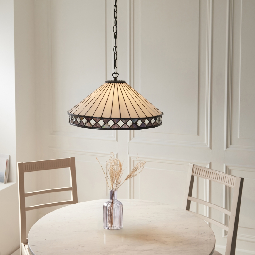 Endon 111961 - Lámpara colgante estilo Tiffany FARGO 3xE27/10W/230V, diámetro 50 cm