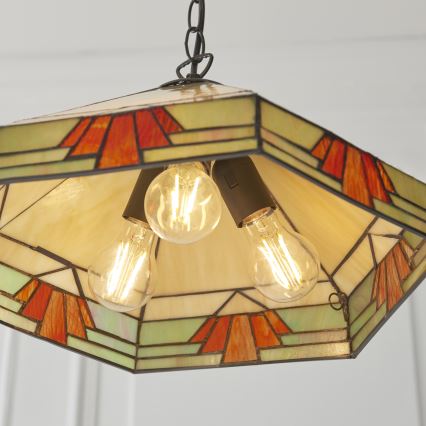 Endon 111989 - Lámpara colgante con cadena Tiffany NEVADA 3xE27/10W/230V Ø 40 cm