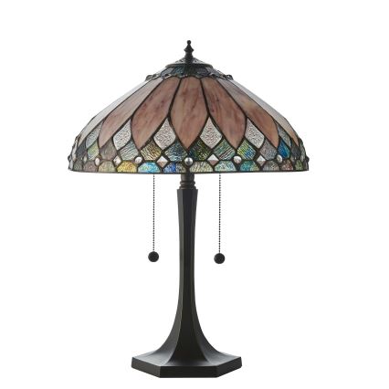 Endon 112183 - Lámpara de mesa Tiffany BROOKLYN 2xE14/10W/230V Ø 40 cm