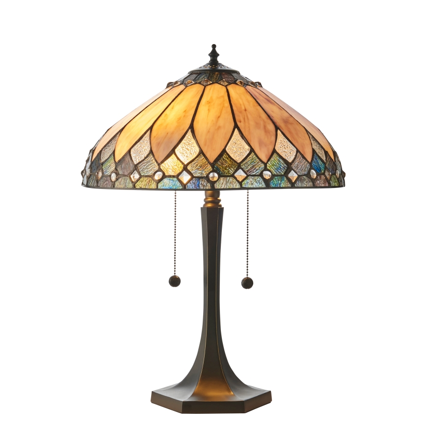 Endon 112183 - Lámpara de mesa Tiffany BROOKLYN 2xE14/10W/230V Ø 40 cm