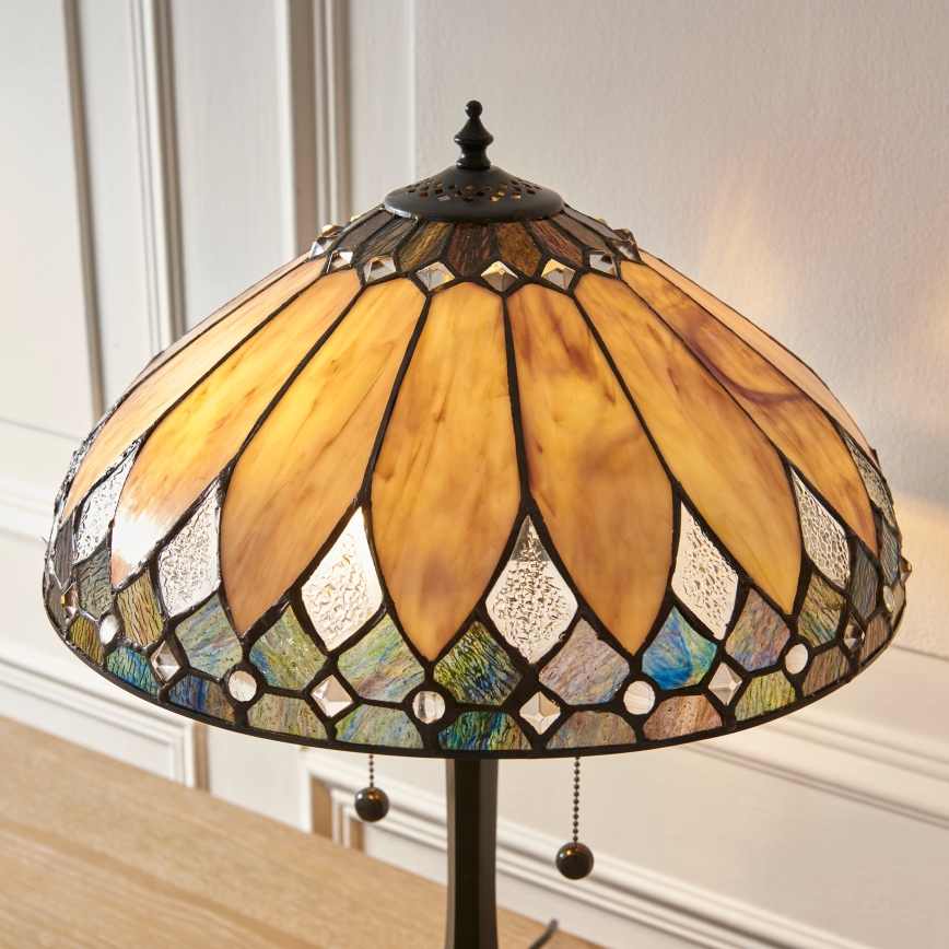 Endon 112183 - Lámpara de mesa Tiffany BROOKLYN 2xE14/10W/230V Ø 40 cm