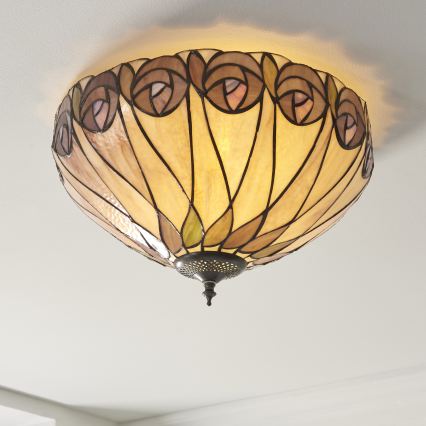 Endon 112188 - Lámpara de techo Tiffany HUTCHINSON 2xE27/60W/230V Ø 40 cm