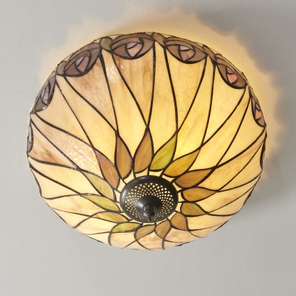 Endon 112188 - Lámpara de techo Tiffany HUTCHINSON 2xE27/60W/230V Ø 40 cm