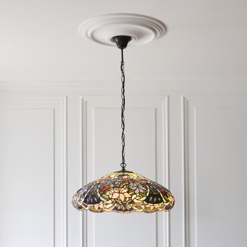 Endon 112193 - Lámpara colgante con cadena estilo Tiffany SULLIVAN 3xE27/60W/230V Ø 57 cm