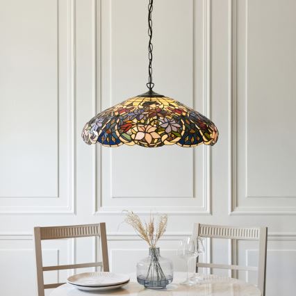 Endon 112193 - Lámpara colgante con cadena estilo Tiffany SULLIVAN 3xE27/60W/230V Ø 57 cm