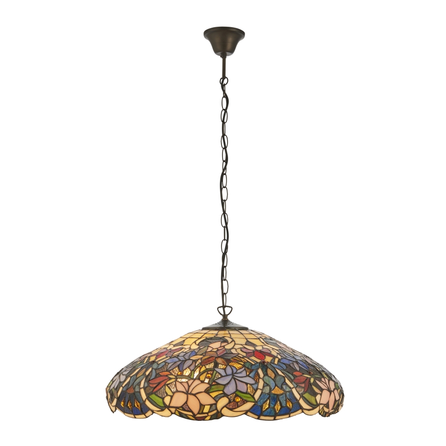 Endon 112193 - Lámpara colgante con cadena estilo Tiffany SULLIVAN 3xE27/60W/230V Ø 57 cm