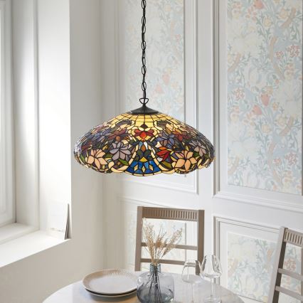 Endon 112193 - Lámpara colgante con cadena estilo Tiffany SULLIVAN 3xE27/60W/230V Ø 57 cm