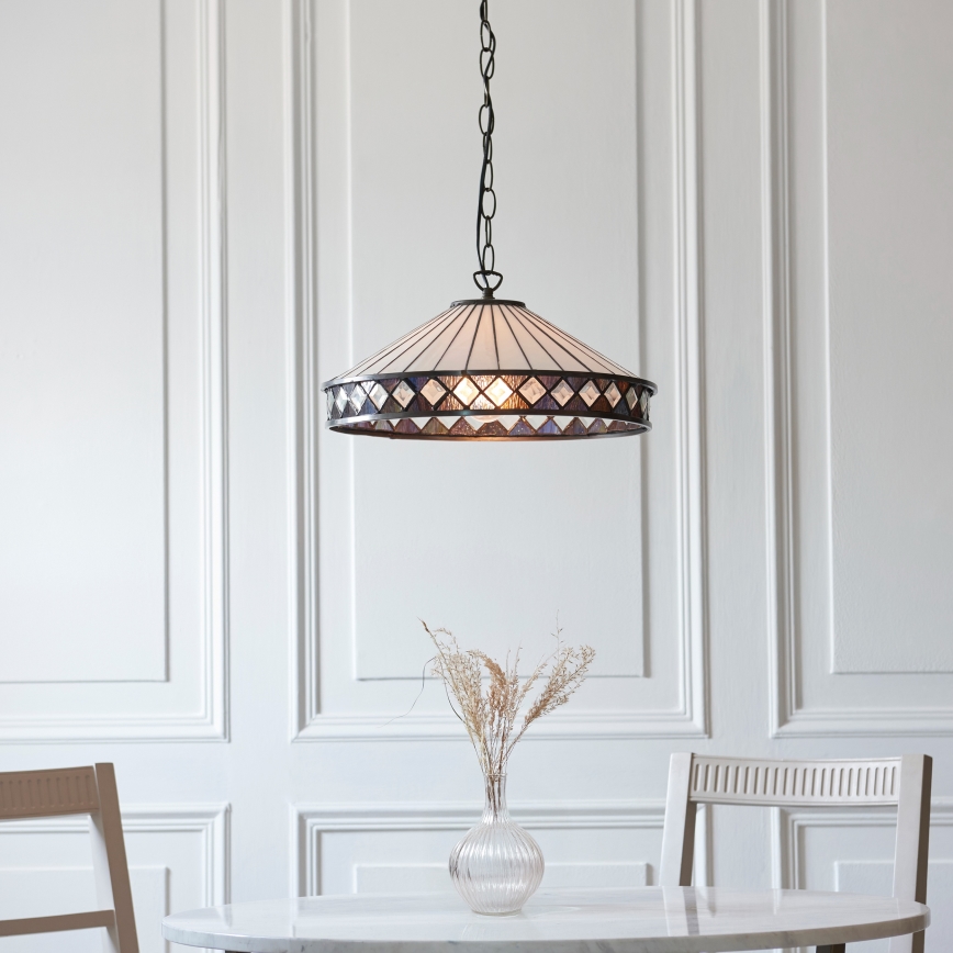 Endon 112196 - Lámpara colgante con cadena Tiffany FARGO 1xE27/60W/230V Ø 41,5 cm