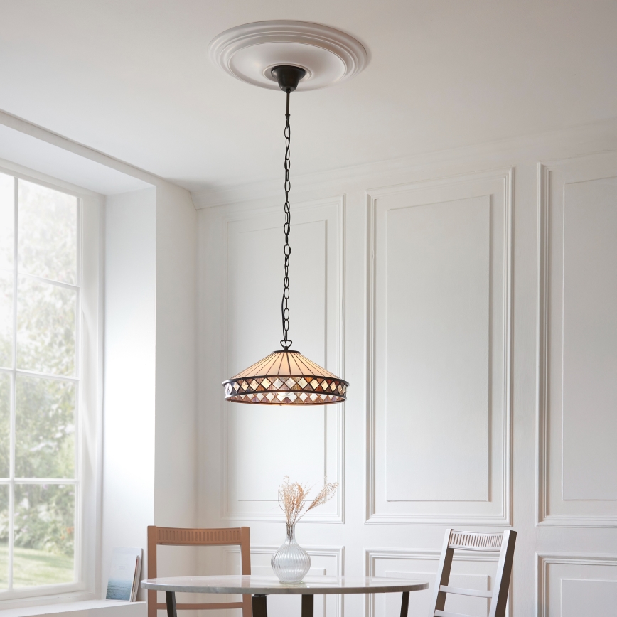 Endon 112196 - Lámpara colgante con cadena Tiffany FARGO 1xE27/60W/230V Ø 41,5 cm