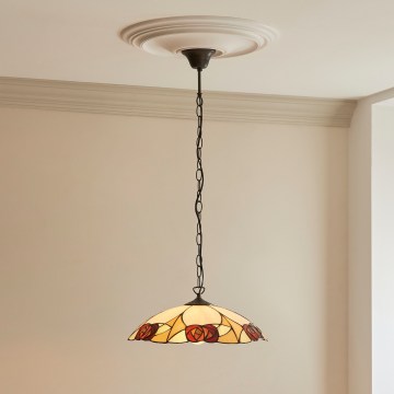 Endon 112197 - Lámpara colgante con cadena Tiffany INGRAM 1xE27/60W/230V Ø 45 cm