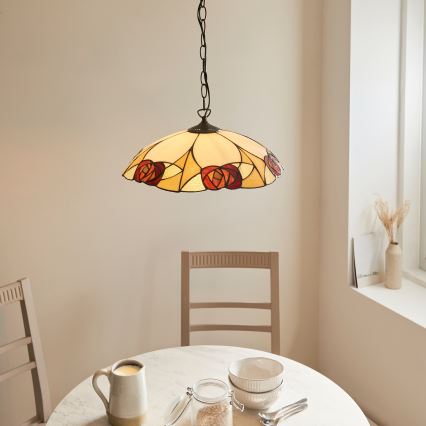 Endon 112197 - Lámpara colgante con cadena Tiffany INGRAM 1xE27/60W/230V Ø 45 cm
