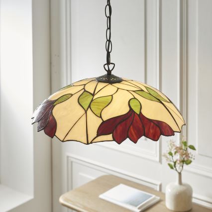 Endon 112246 - Lámpara colgante con cadena estilo Tiffany BOTANICA 1xE27/60W/230V Ø 45 cm
