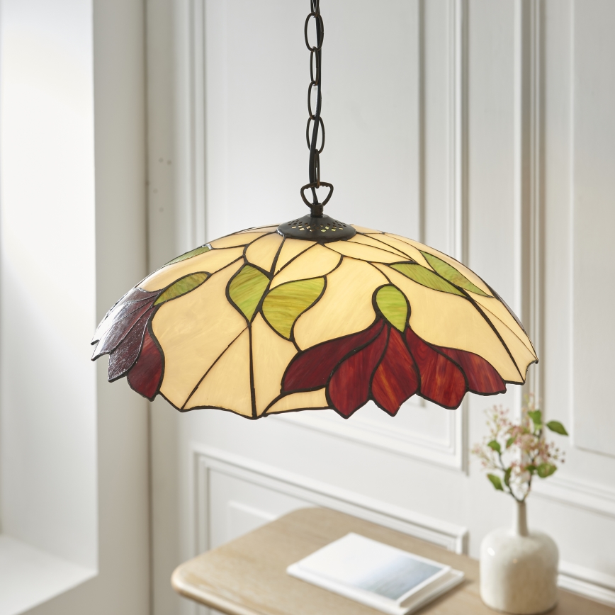 Endon 112246 - Lámpara colgante con cadena estilo Tiffany BOTANICA 1xE27/60W/230V Ø 45 cm