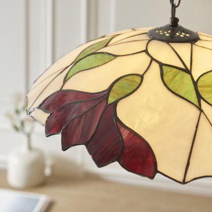 Endon 112246 - Lámpara colgante con cadena estilo Tiffany BOTANICA 1xE27/60W/230V Ø 45 cm