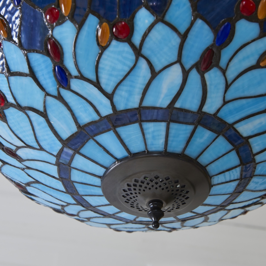 Endon 112250 - Lámpara colgante con cadena Tiffany DRAGONFLY 3xE27/60W/230V, diámetro 50 cm