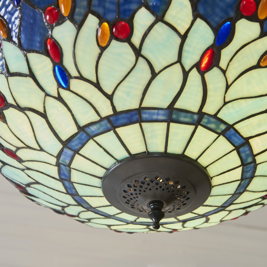 Endon 112250 - Lámpara colgante con cadena Tiffany DRAGONFLY 3xE27/60W/230V, diámetro 50 cm