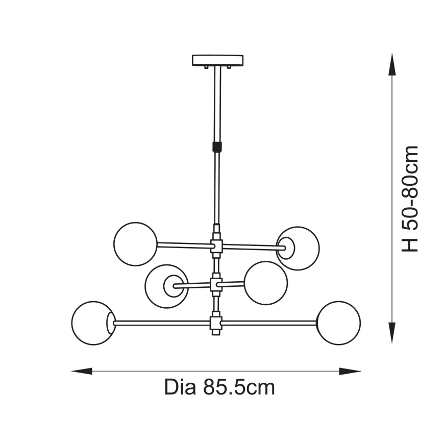 Endon 114039 - Lámpara colgante con varilla 6xG9/3,2W/230V dorada