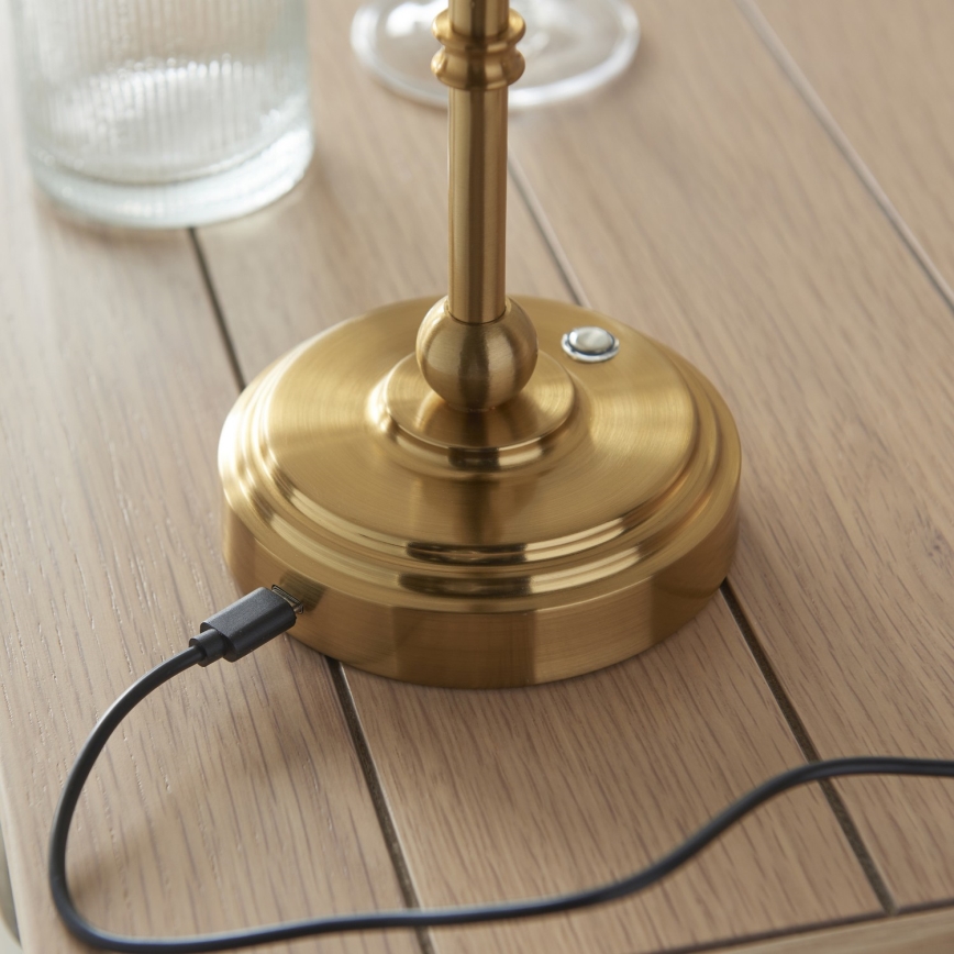 Endon 114811 - Lámpara de mesa recargable LED regulable BURLEY LED/1,5W/5V 3600 mAh latón/blanco