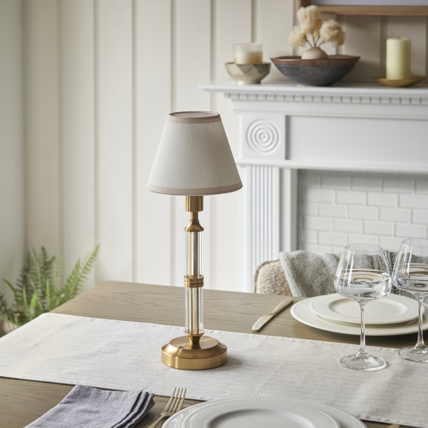 Endon 114849 - Lámpara de mesa LED recargable y regulable MORTON LED/1,5W/5V 3600 mAh latón/beige