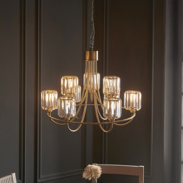 Endon 118934 - Lámpara colgante con cadena BERENICE 9xE14/7W/230V, dorada