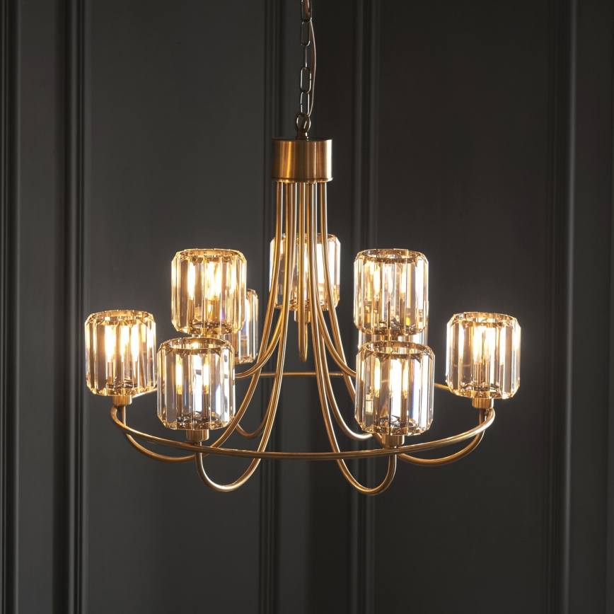 Endon 118934 - Lámpara colgante con cadena BERENICE 9xE14/7W/230V, dorada
