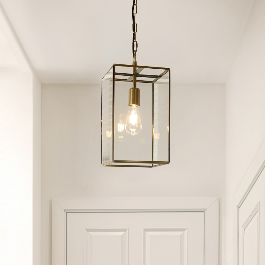 Endon 119141 - Lámpara colgante con cadena HAMMOND 1xE27/10W/230V 21,5x21,5 cm latón