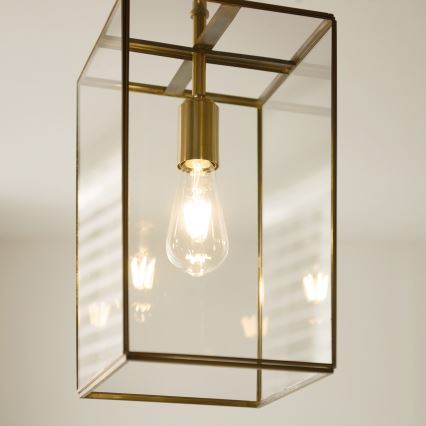 Endon 119141 - Lámpara colgante con cadena HAMMOND 1xE27/10W/230V 21,5x21,5 cm latón