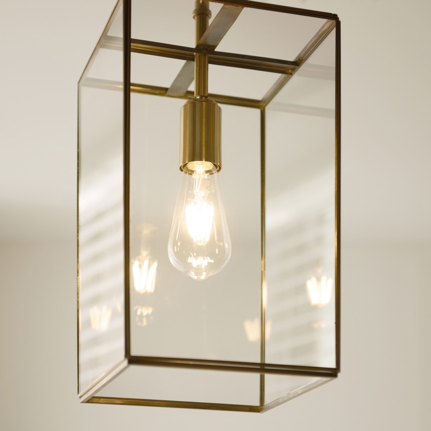 Endon 119141 - Lámpara colgante con cadena HAMMOND 1xE27/10W/230V 21,5x21,5 cm latón