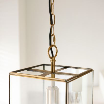 Endon 119141 - Lámpara colgante con cadena HAMMOND 1xE27/10W/230V 21,5x21,5 cm latón