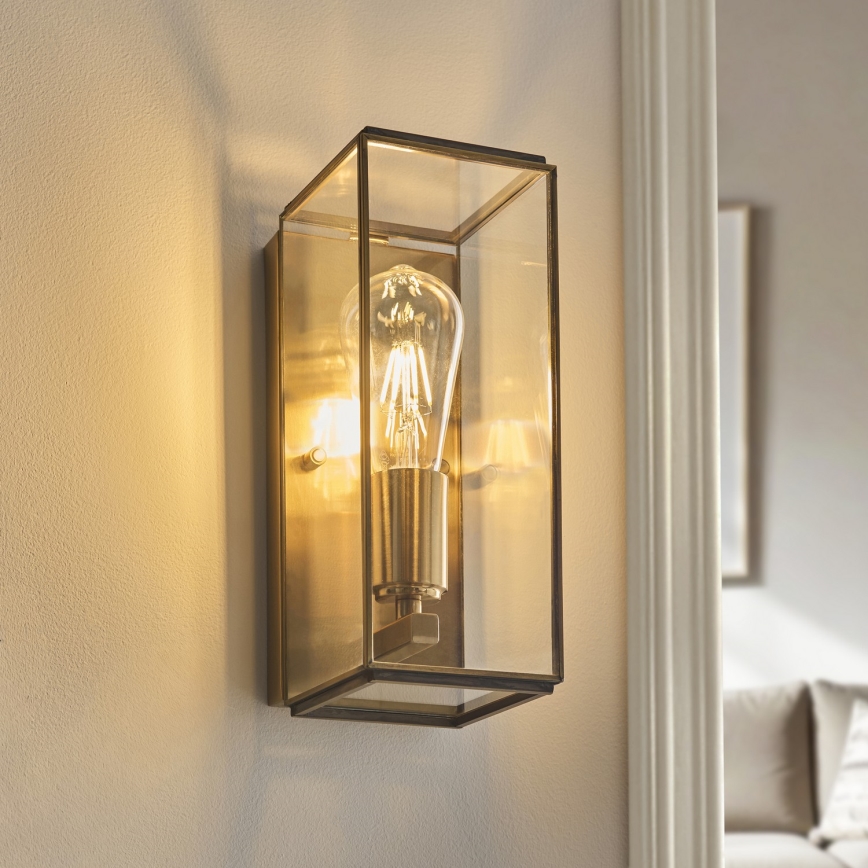 Endon 119144 - Aplique de pared HAMMOND 1xE27/10W/230V latón